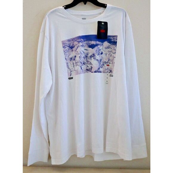 Levi’s 161390065 Men's Sz XL White Explorer Club Graphic Long Sleeve T-Shirt - Picture 1 of 4